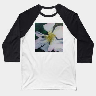 White Camellia Baseball T-Shirt